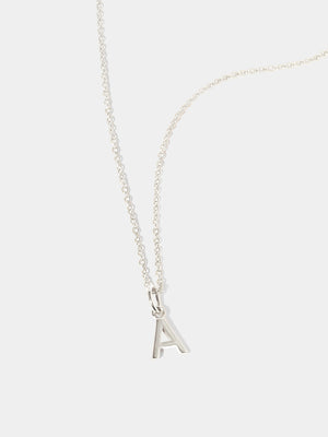 Sterling Silver Initial Charm Necklace - Single Initial