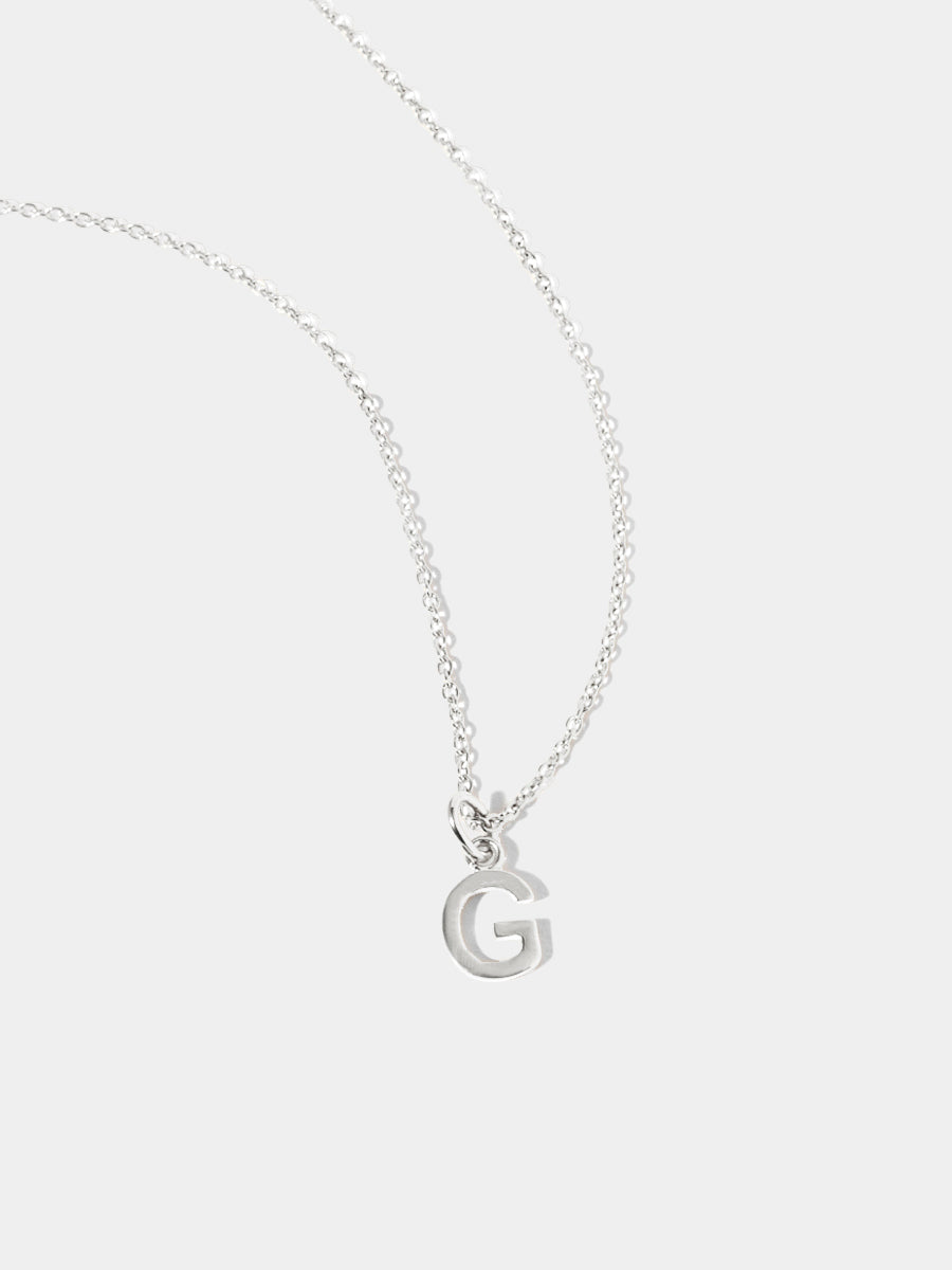 Sterling Silver Initial Charm Necklace - Single Initial