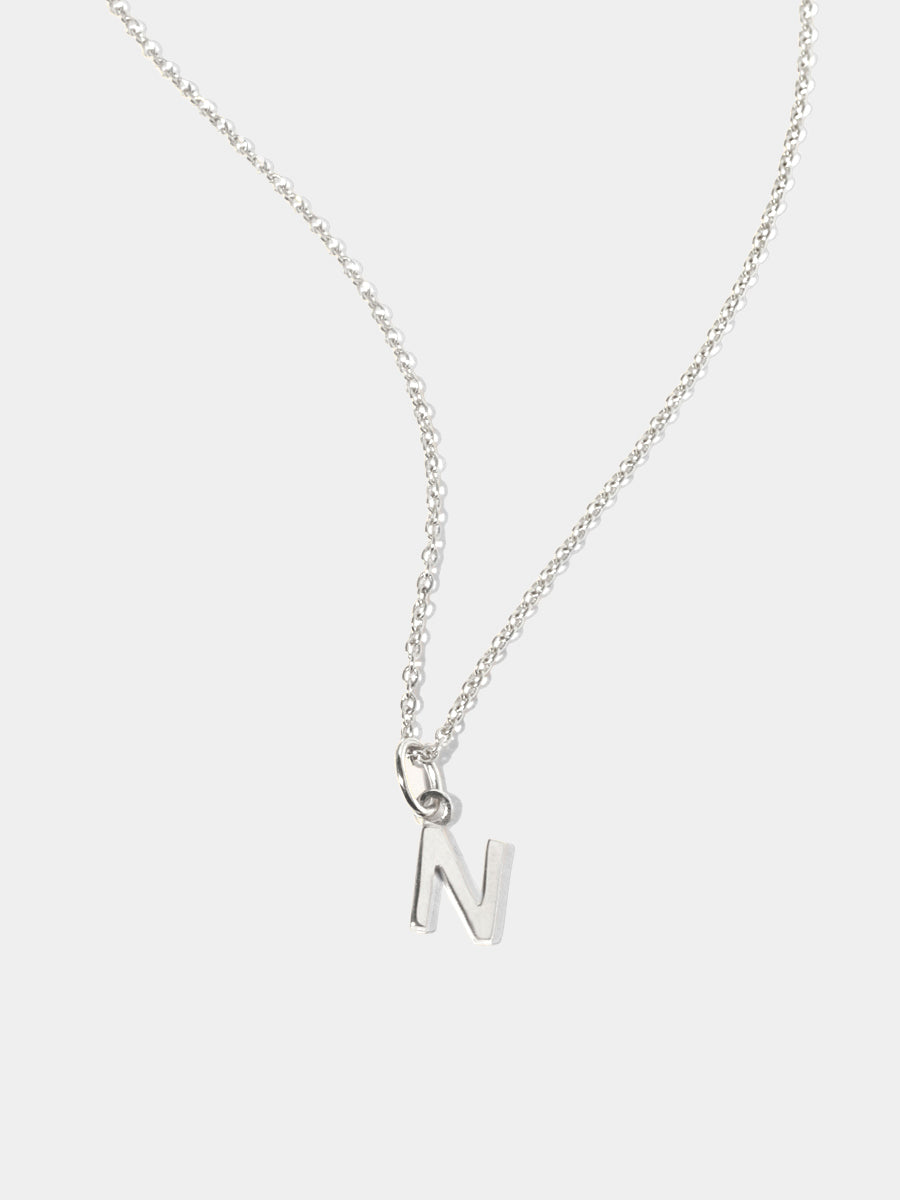 Sterling Silver Initial Charm Necklace - Single Initial