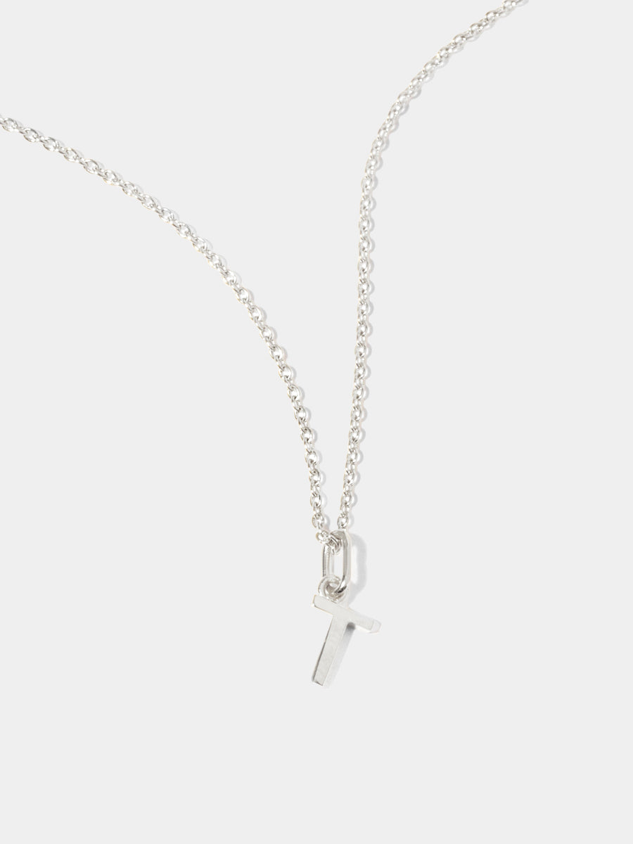 Sterling Silver Initial Charm Necklace - Single Initial