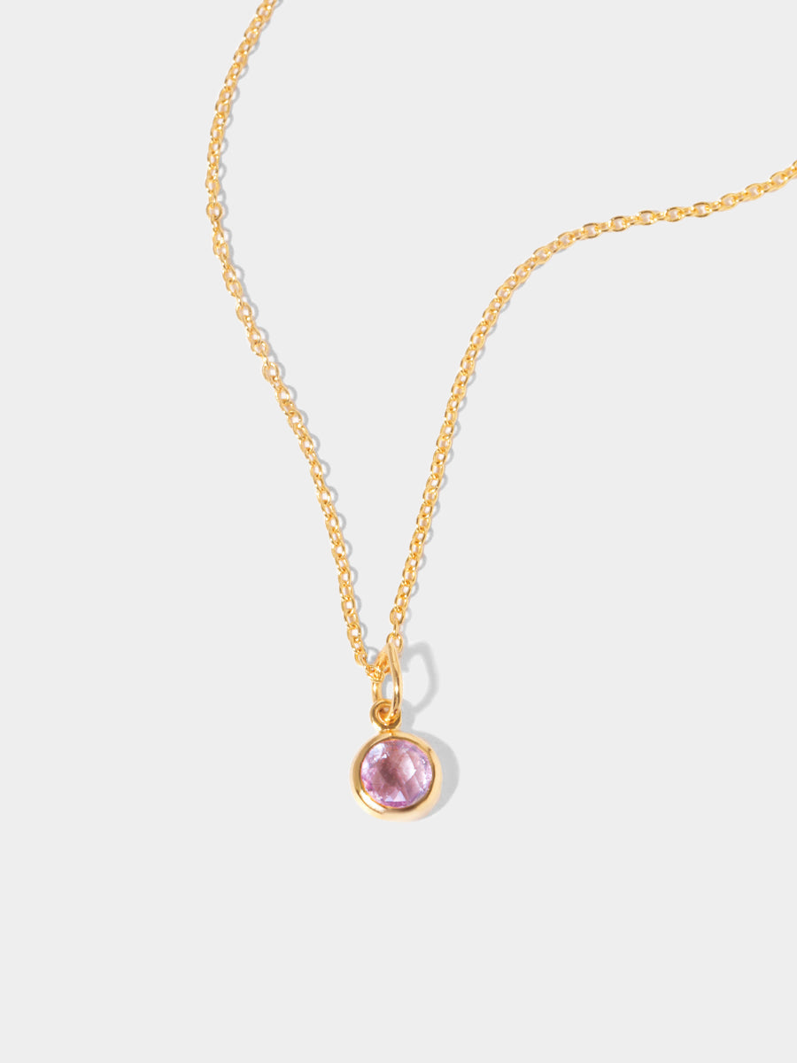 February 18k Gold Vermeil Birthstone Gemstone Pendant Necklace Brazilian Amethyst