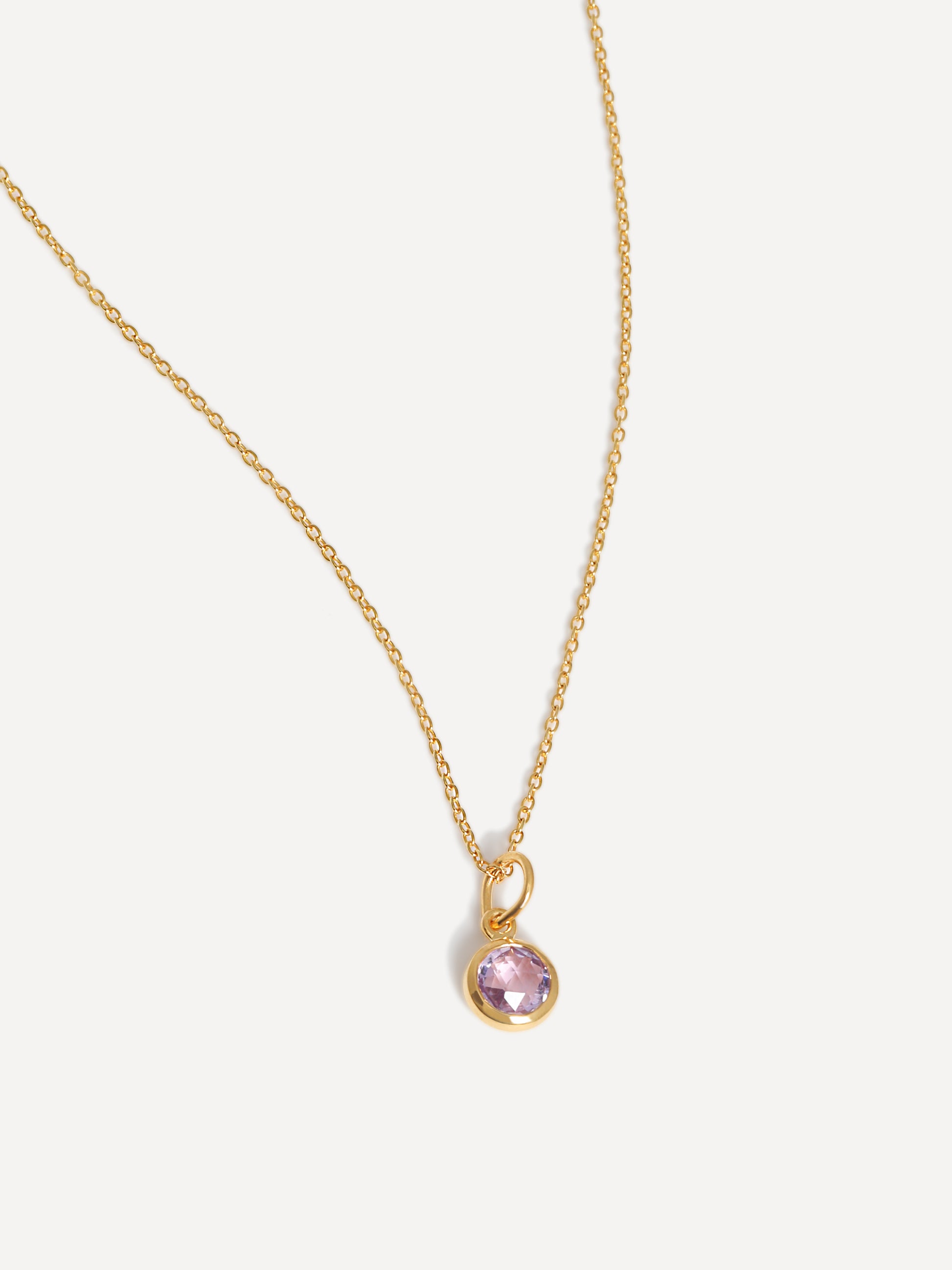Collana con ciondolo in pietra preziosa con pietra portafortuna in vermeil oro 18k di febbraio e ametista brasiliana