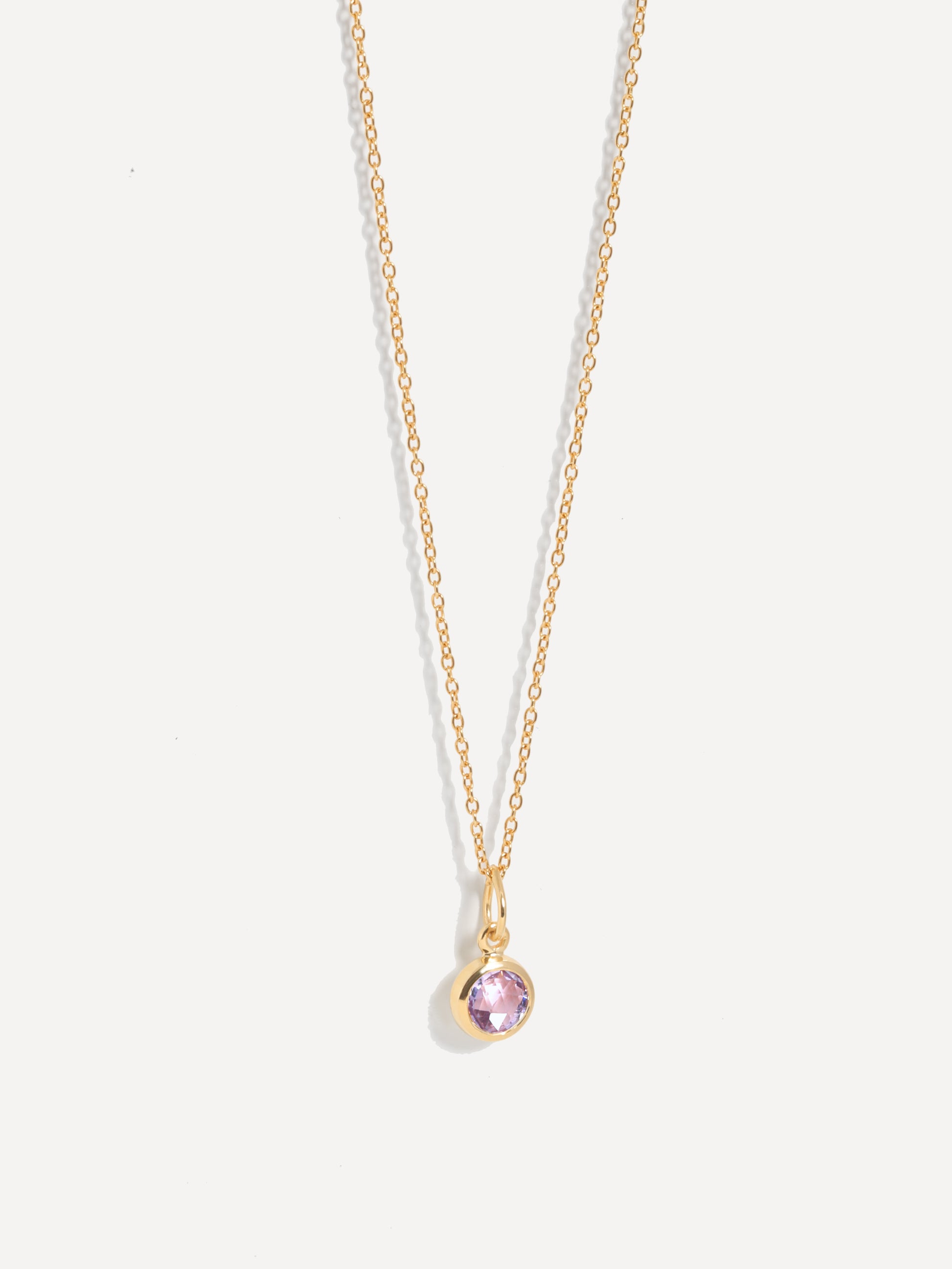 Collana con ciondolo in pietra preziosa con pietra portafortuna in vermeil oro 18k di febbraio e ametista brasiliana
