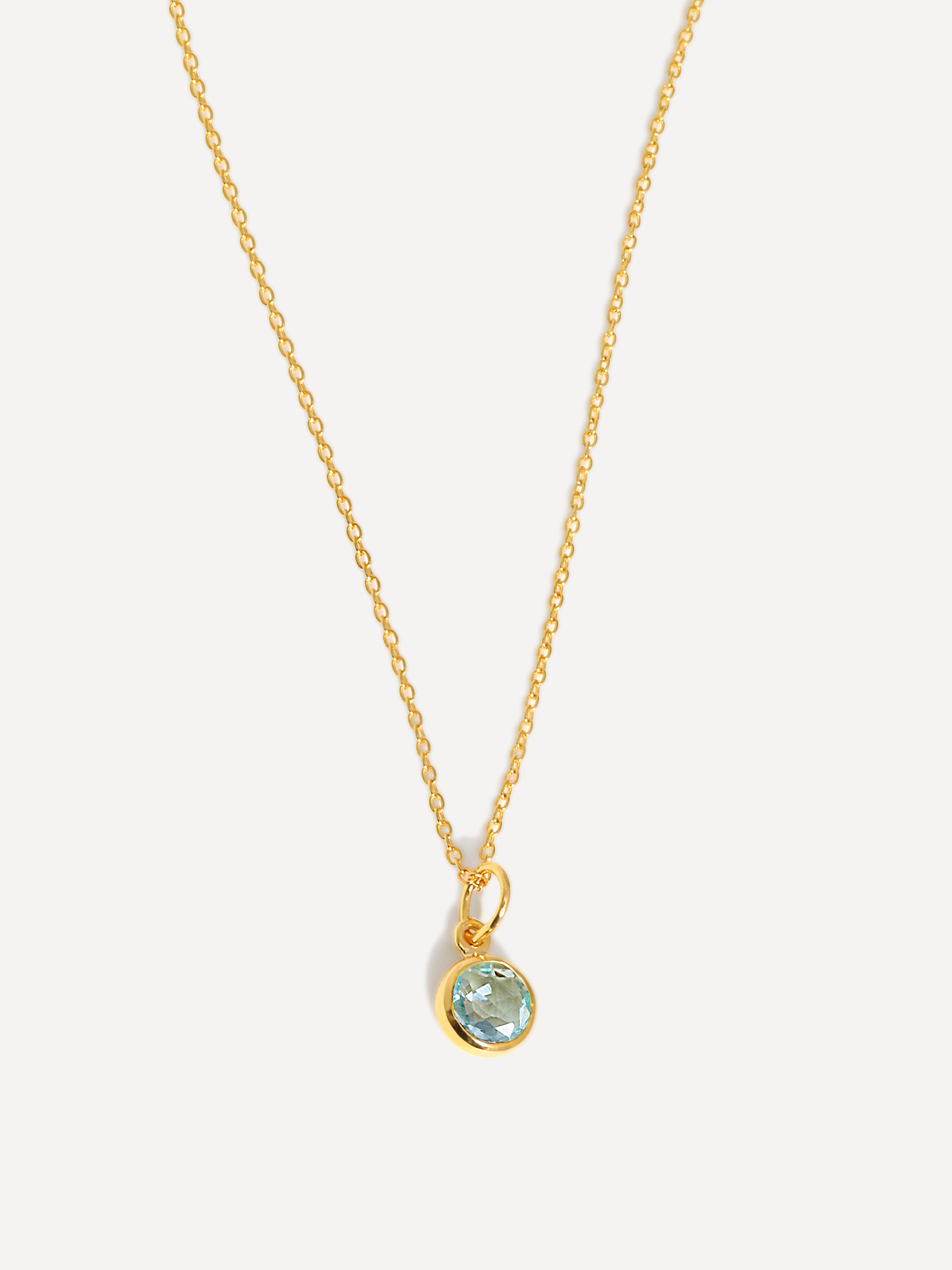 Collana con ciondolo in pietra preziosa in vermeil oro 18k di marzo con topazio blu
