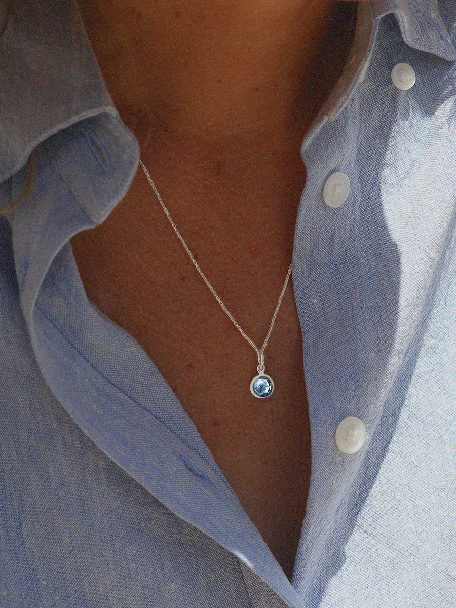 Sterling Silver Birthstone Gemstone Pendant Necklace