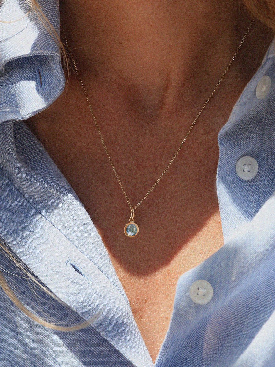 18k Gold Vermeil Birthstone Gemstone Pendant Necklace