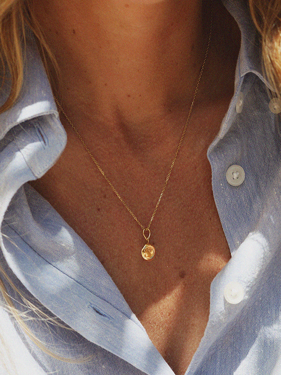 18k Gold Vermeil Birthstone Gemstone Pendant Necklace