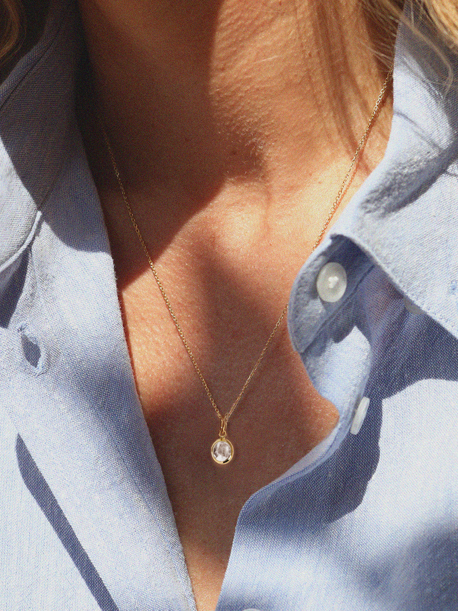18k Gold Vermeil Birthstone Gemstone Pendant Necklace