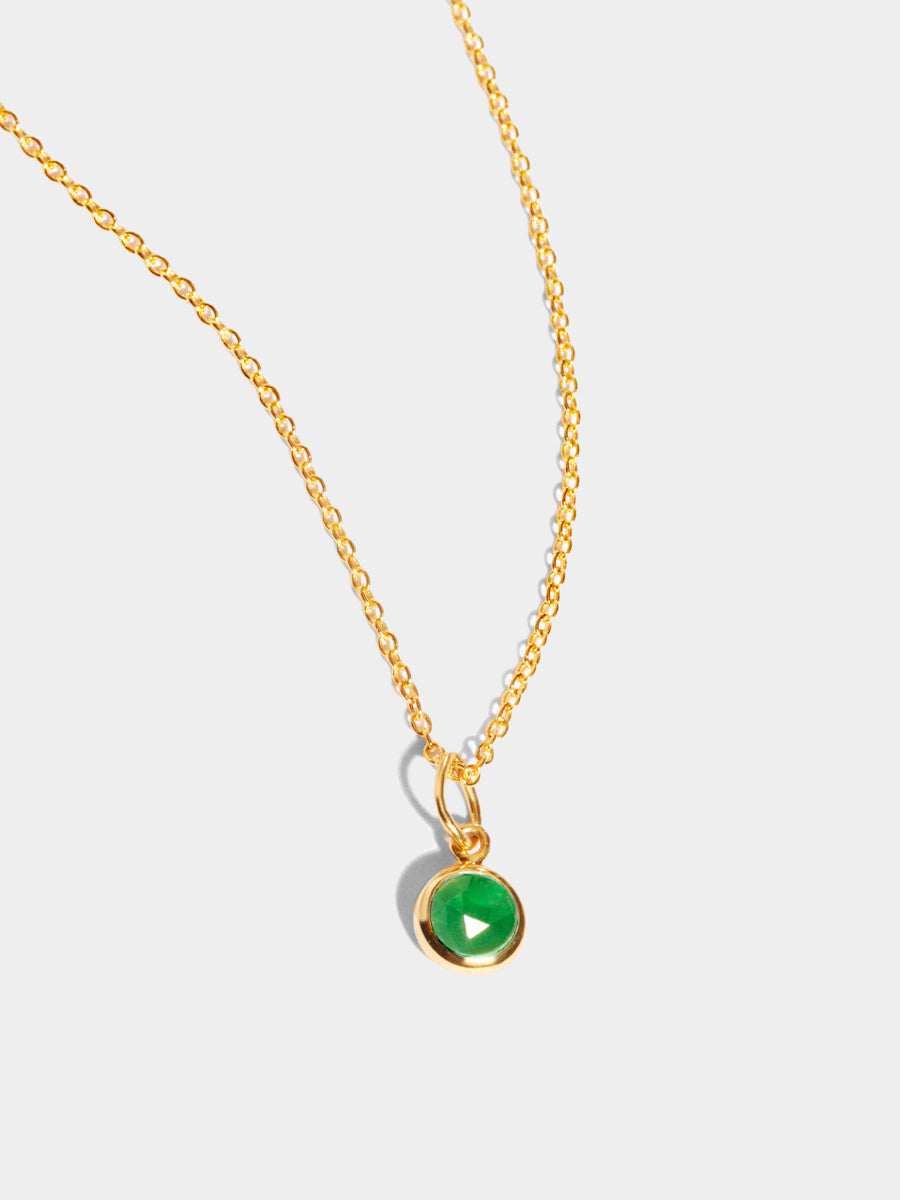 May 18k Gold Vermeil Birthstone Gemstone Pendant Necklace Emerald Quartz