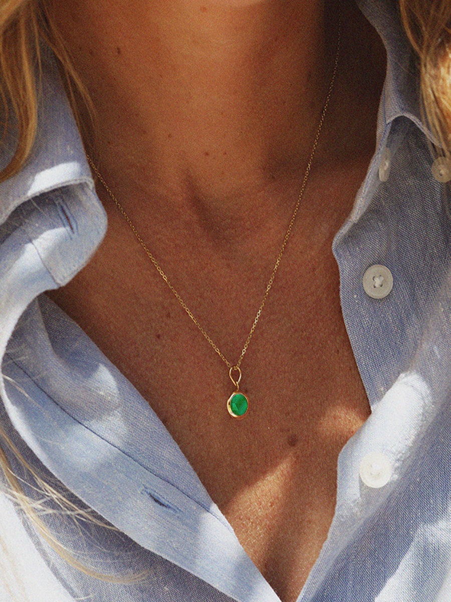 18k Gold Vermeil Birthstone Gemstone Pendant Necklace