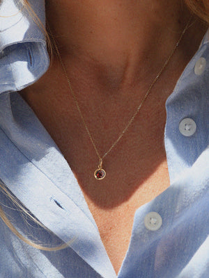 18k Gold Vermeil Birthstone Gemstone Pendant Necklace