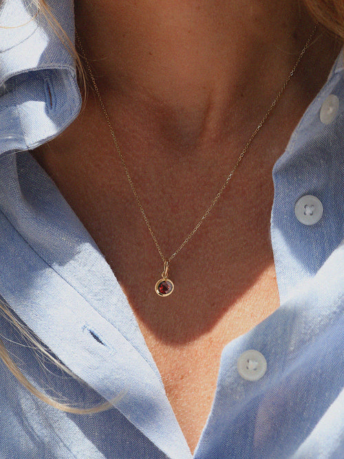 18k Gold Vermeil Birthstone Gemstone Pendant Necklace