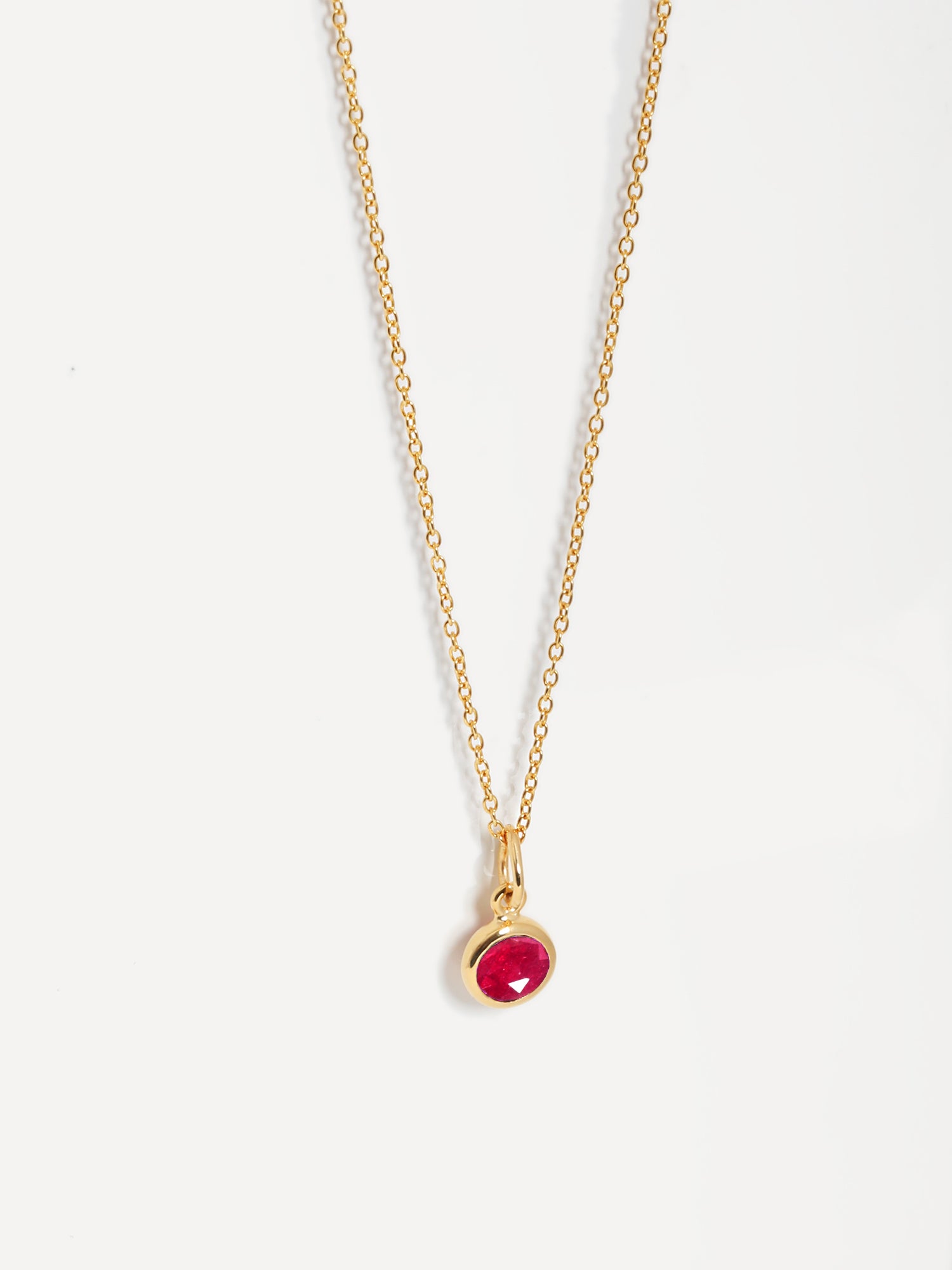Collana con ciondolo in pietra preziosa in vermeil oro 18k di luglio e quarzo rubino