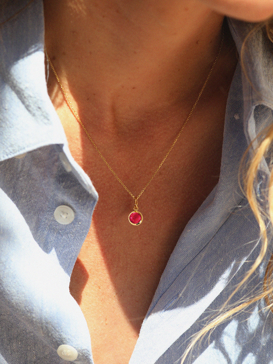 18k Gold Vermeil Birthstone Gemstone Pendant Necklace
