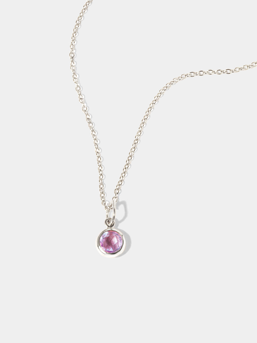February Sterling Silver Birthstone Gemstone Pendant Necklace Brazilian Amethyst
