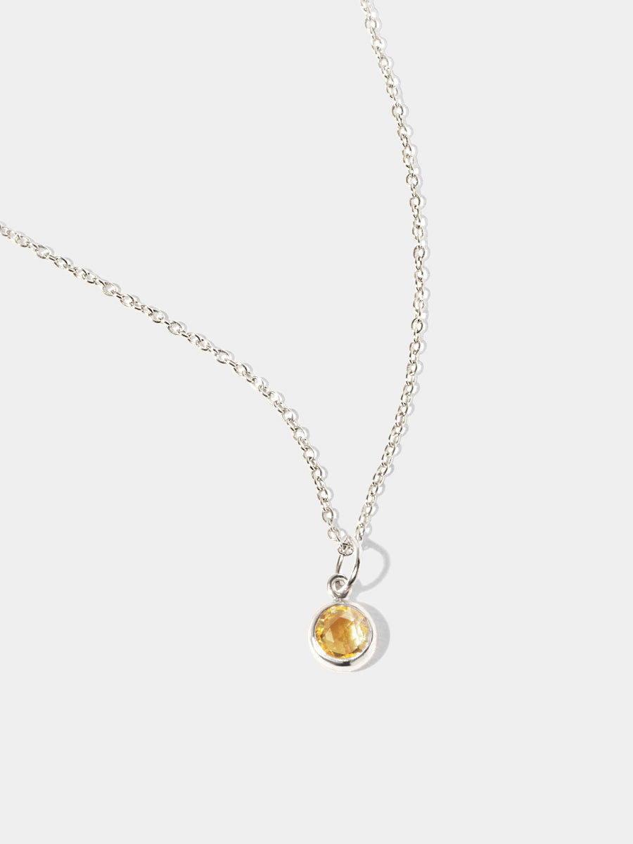 November Sterling Silver Birthstone Gemstone Pendant Necklace Citrine