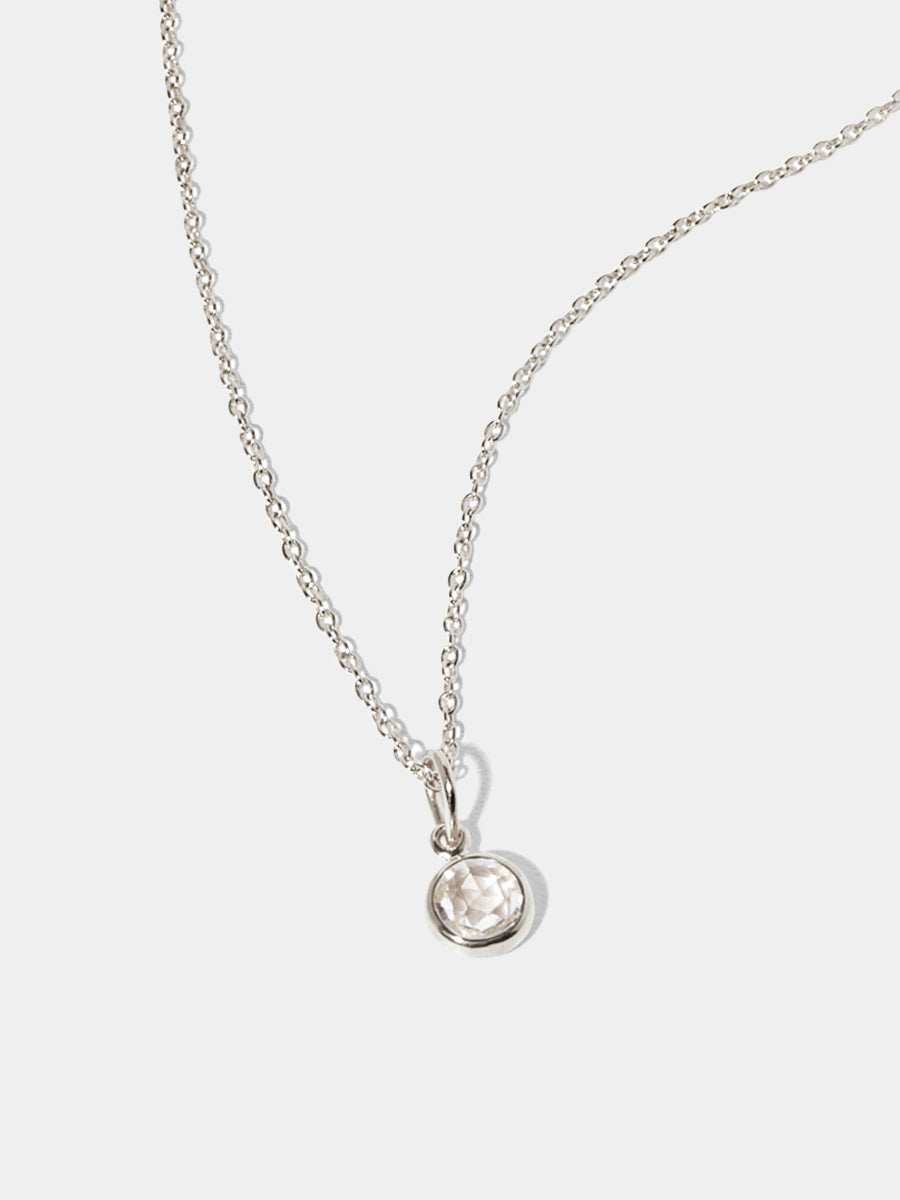 April Sterling Silver Birthstone Gemstone Pendant Necklace Crystal