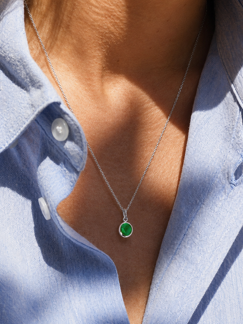 Sterling Silver Birthstone Gemstone Pendant Necklace