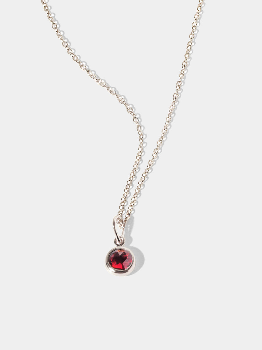 January Sterling Silver Birthstone Gemstone Pendant Necklace Garnet