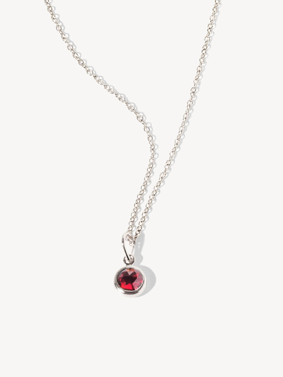 Sterling Silver Birthstone Gemstone Pendant Necklace