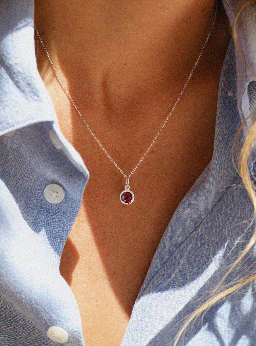 Sterling Silver Birthstone Gemstone Pendant Necklace