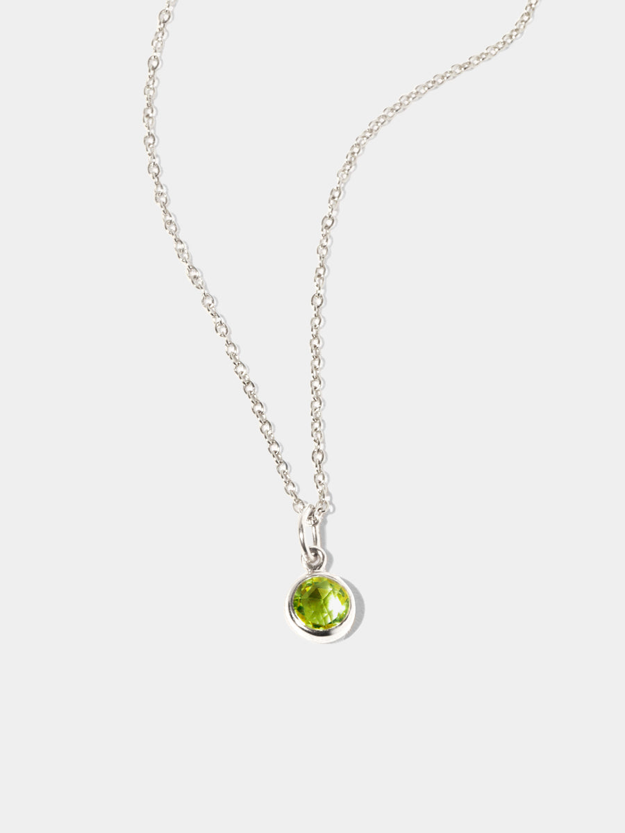August Sterling Silver Birthstone Gemstone Pendant Necklace Peridot