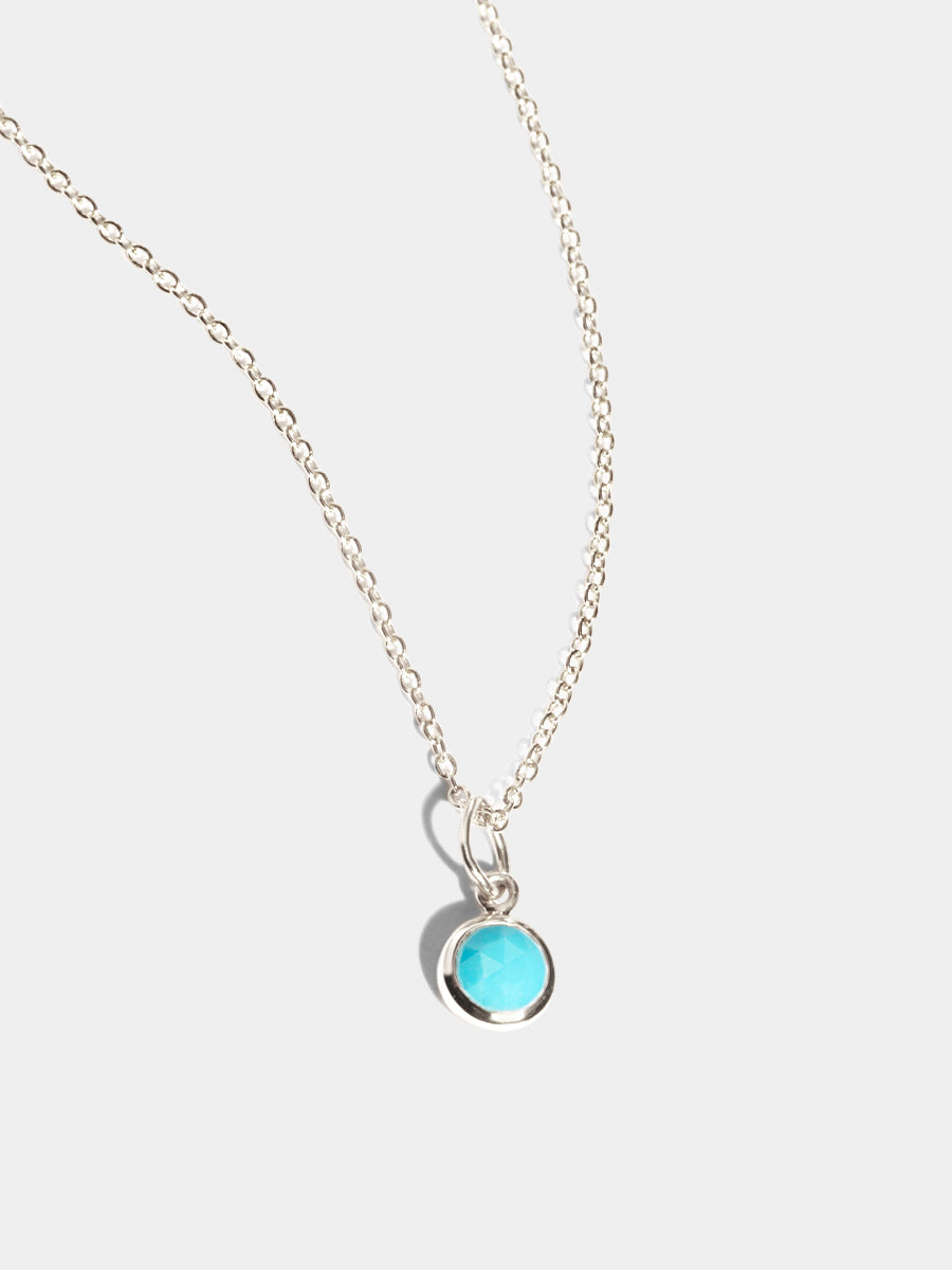 December Sterling Silver Birthstone Gemstone Pendant Necklace Turquoise