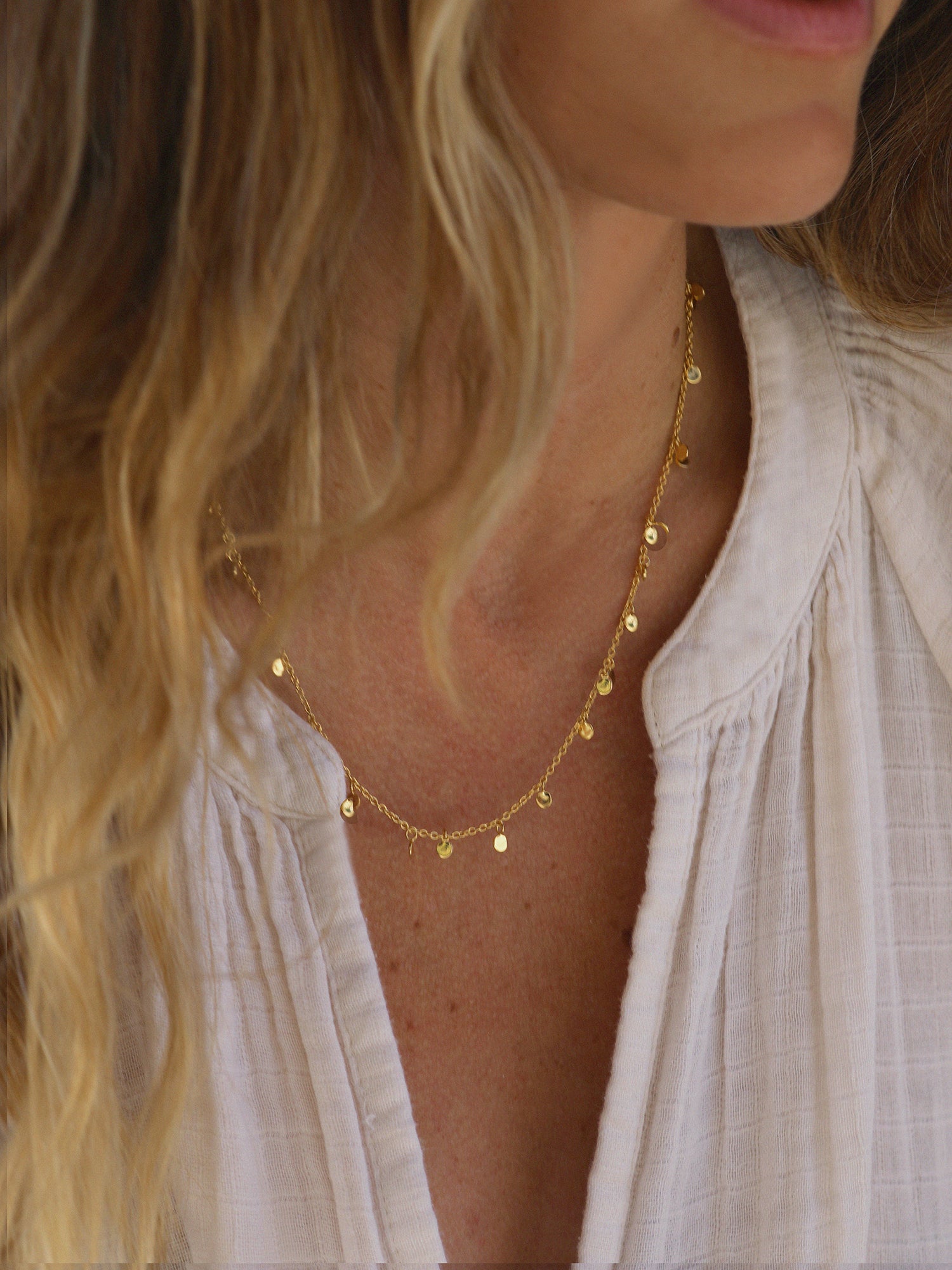 Collana multidisco in vermeil oro 18k con paillettes