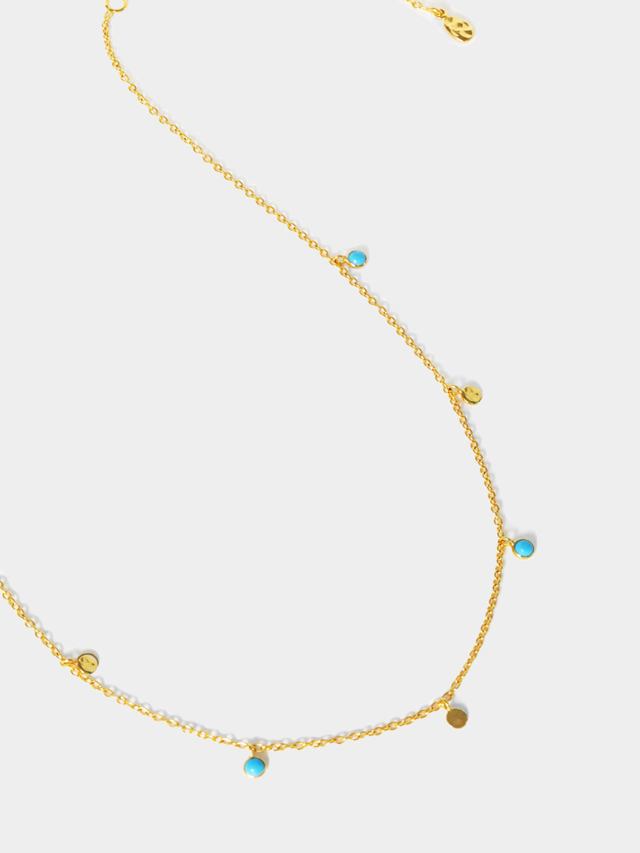 18k Gold Vermeil Turquoise and Sequin Multi Disc Necklace