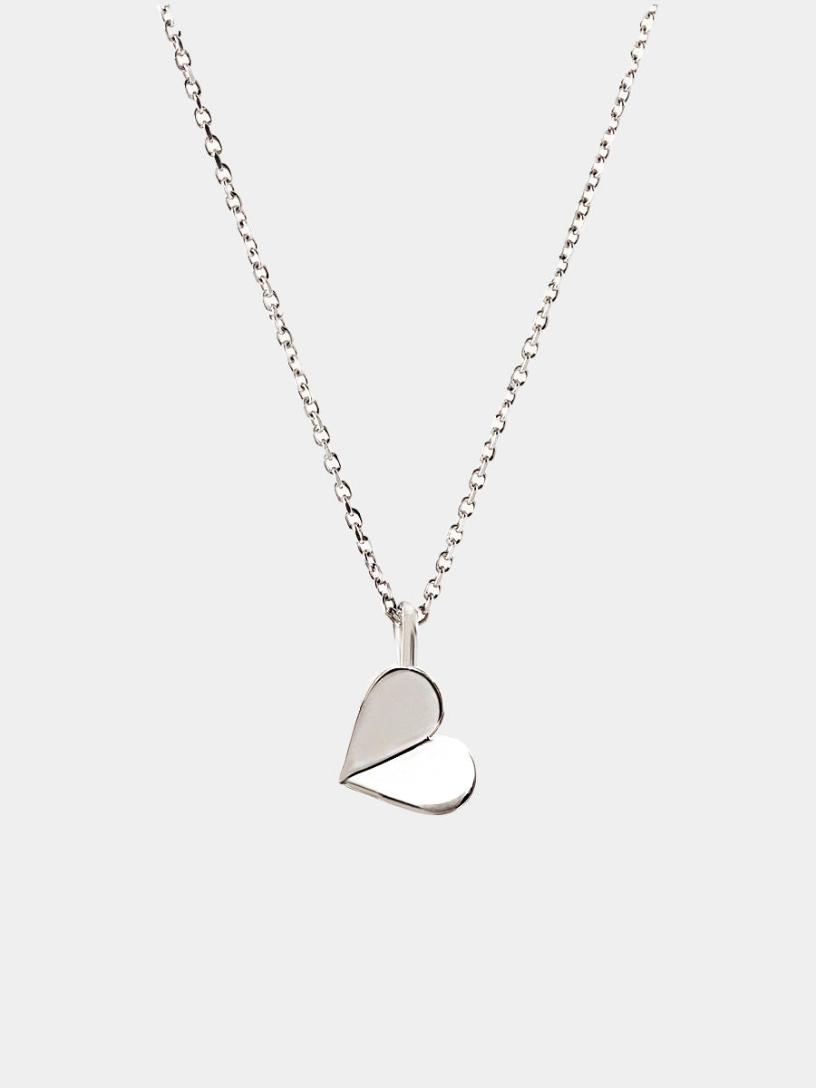Sterling Silver Origami Heart Necklace
