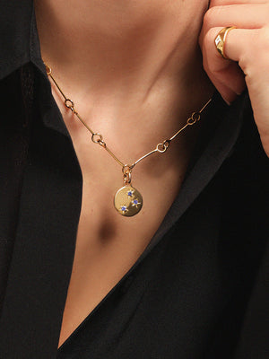 Gold Birthstone Star Set Charm Necklace