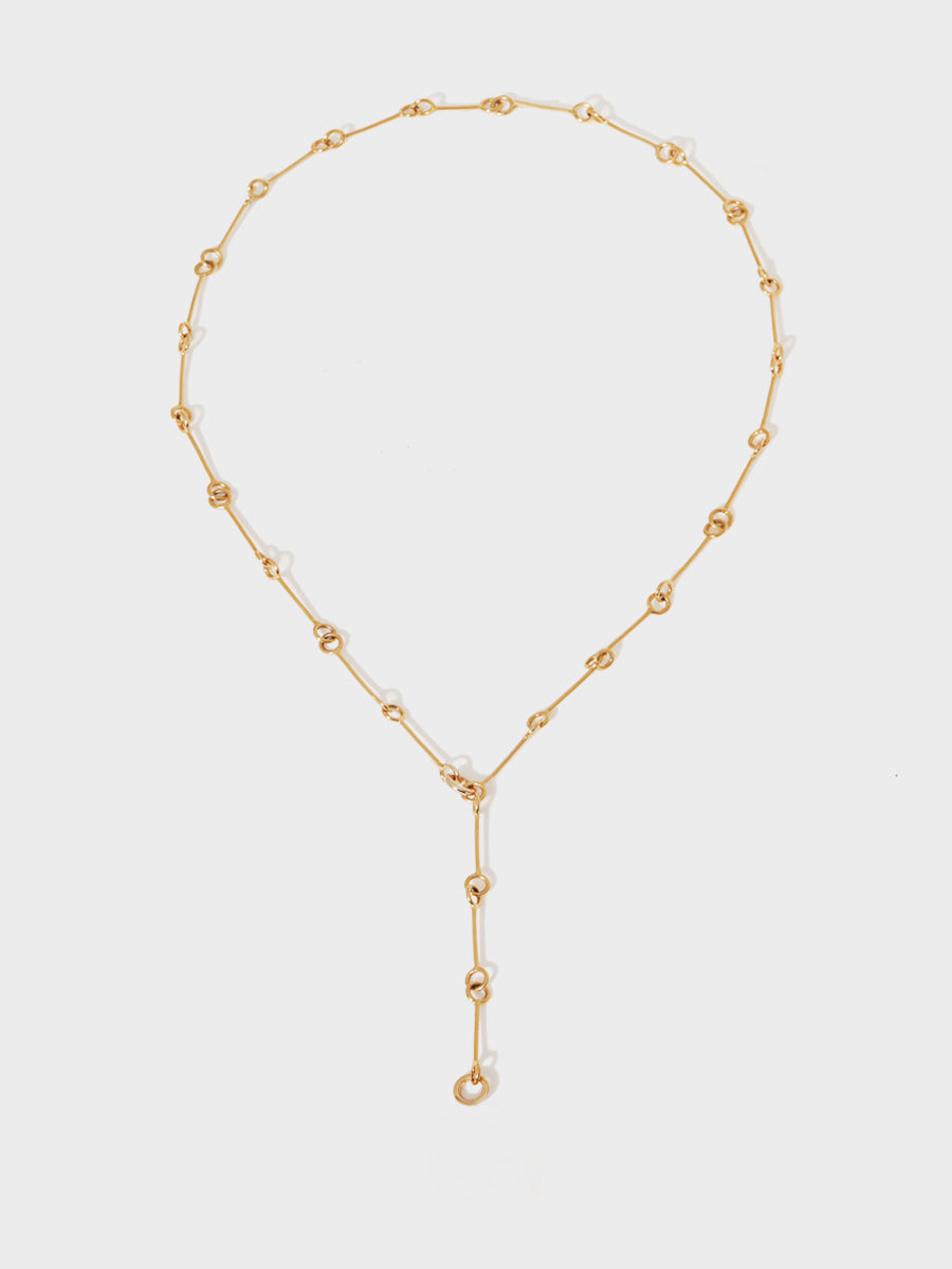 A long gold 26 inch lariat link chain