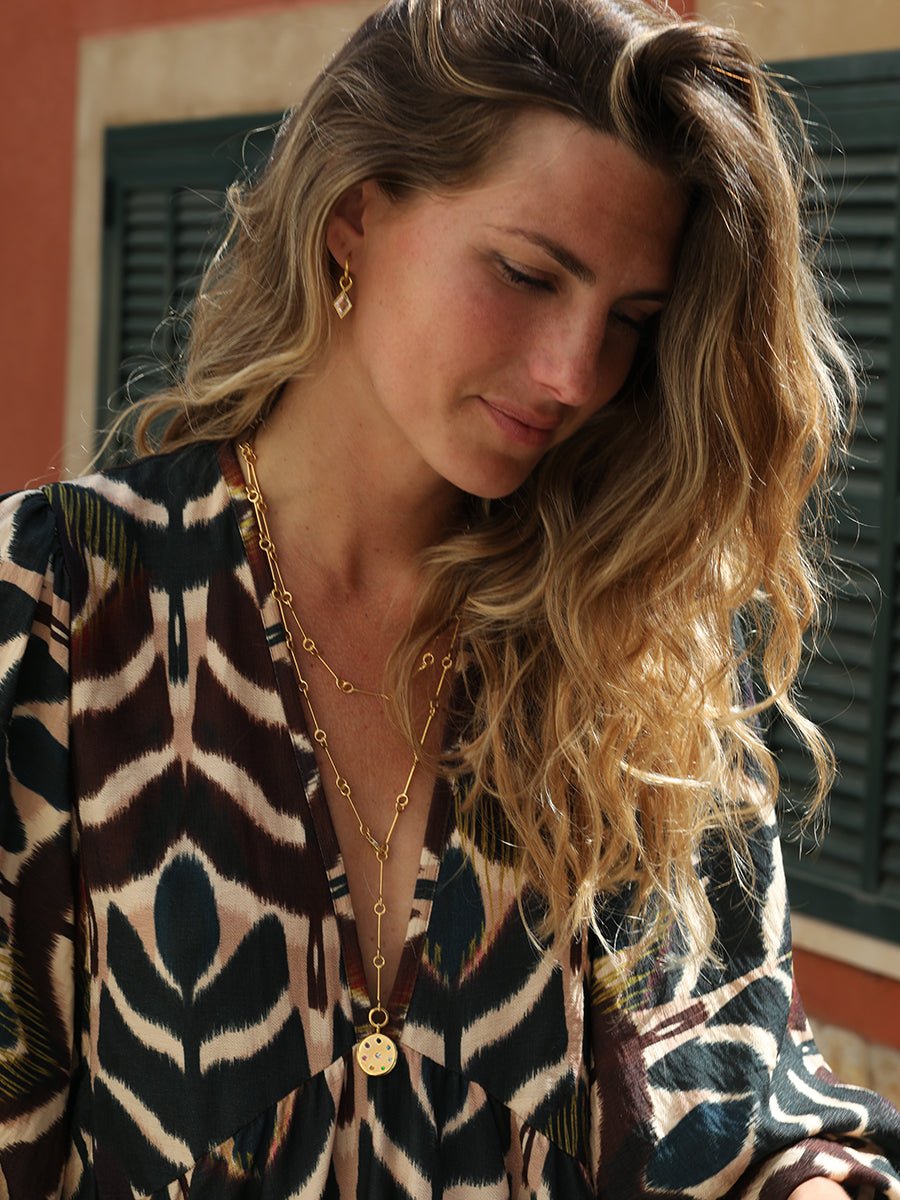 Gold Sinature Link Lariat Chain Necklace (26")