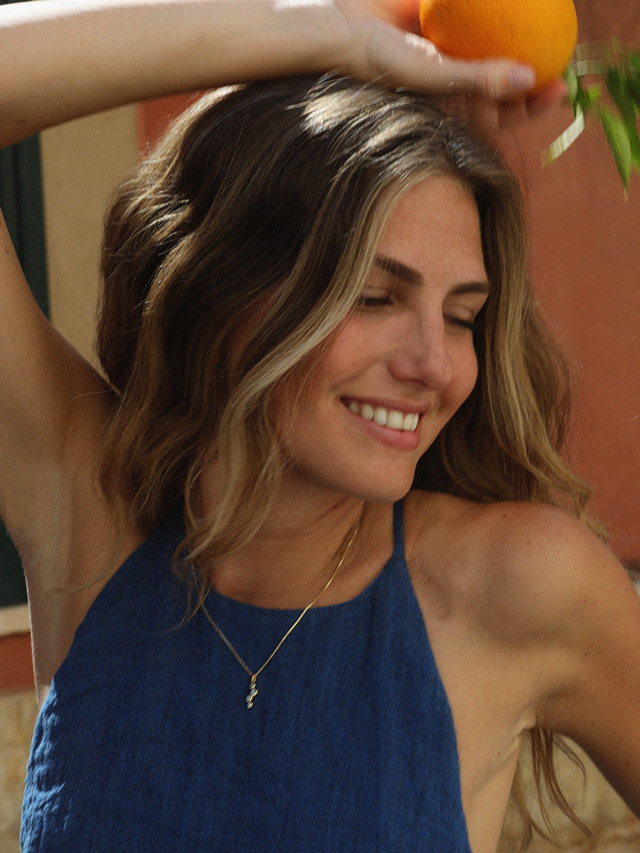 Stardust Gold Blue Topaz Necklace