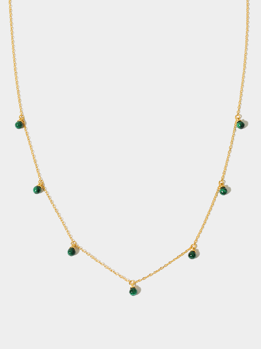 Gold Malachite Orb Station Necklace