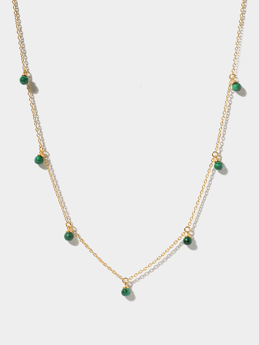 Gold Malachite Orb Station Necklace