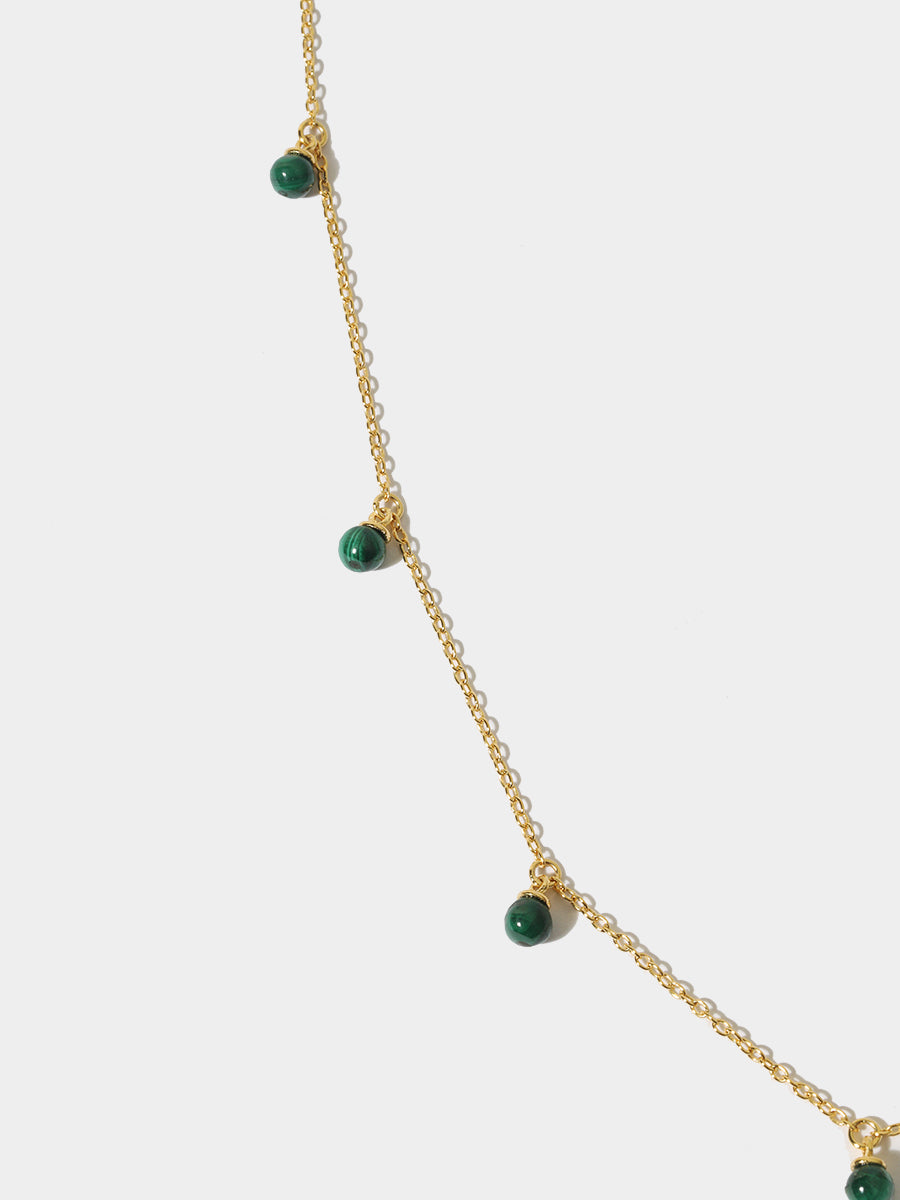 Gold Malachite Orb Station Necklace