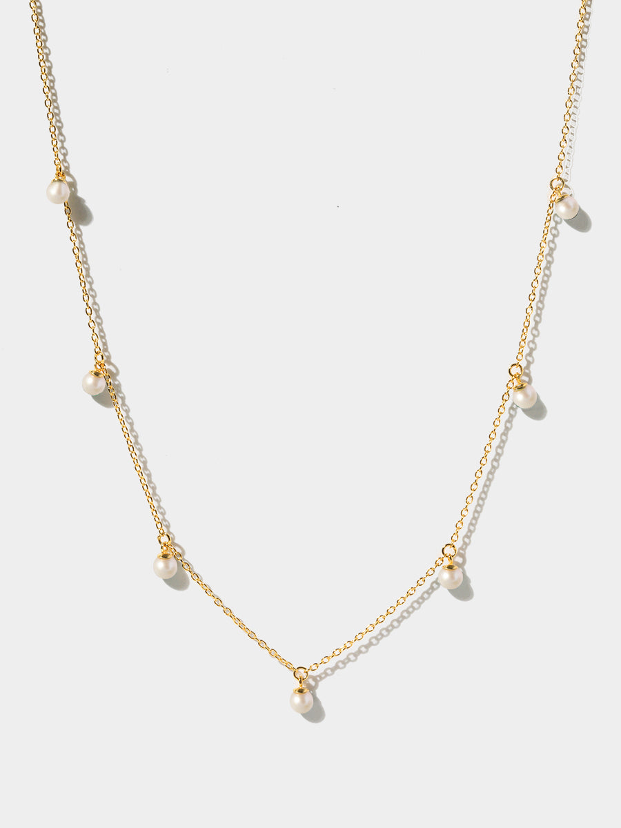 Gold Pearl Station Necklace