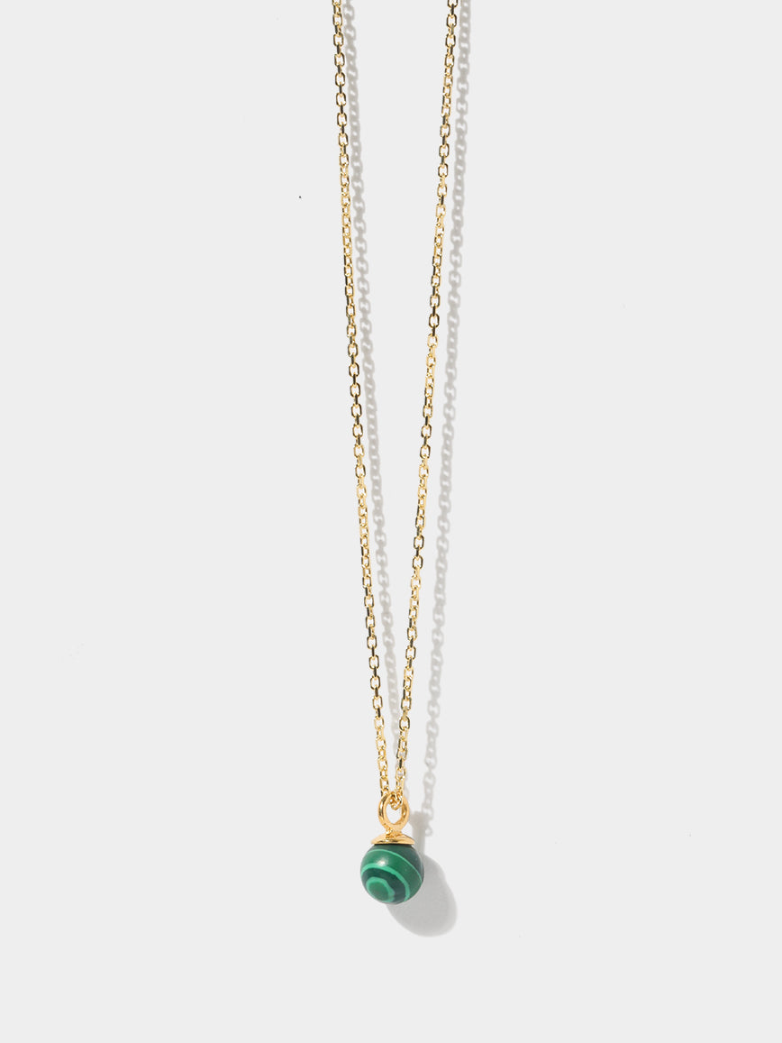 Gold Malachite Orb Pendant Necklace