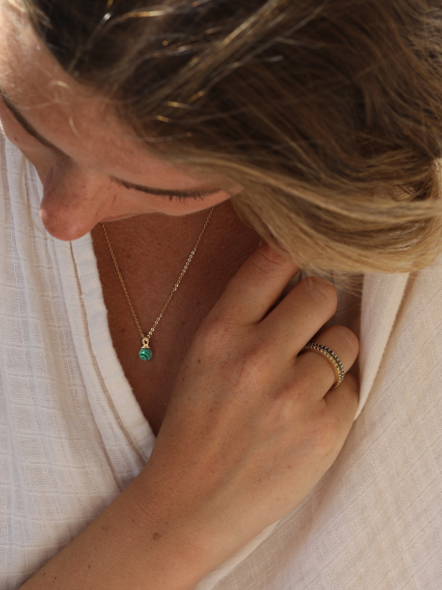 Gold Malachite Orb Pendant Necklace