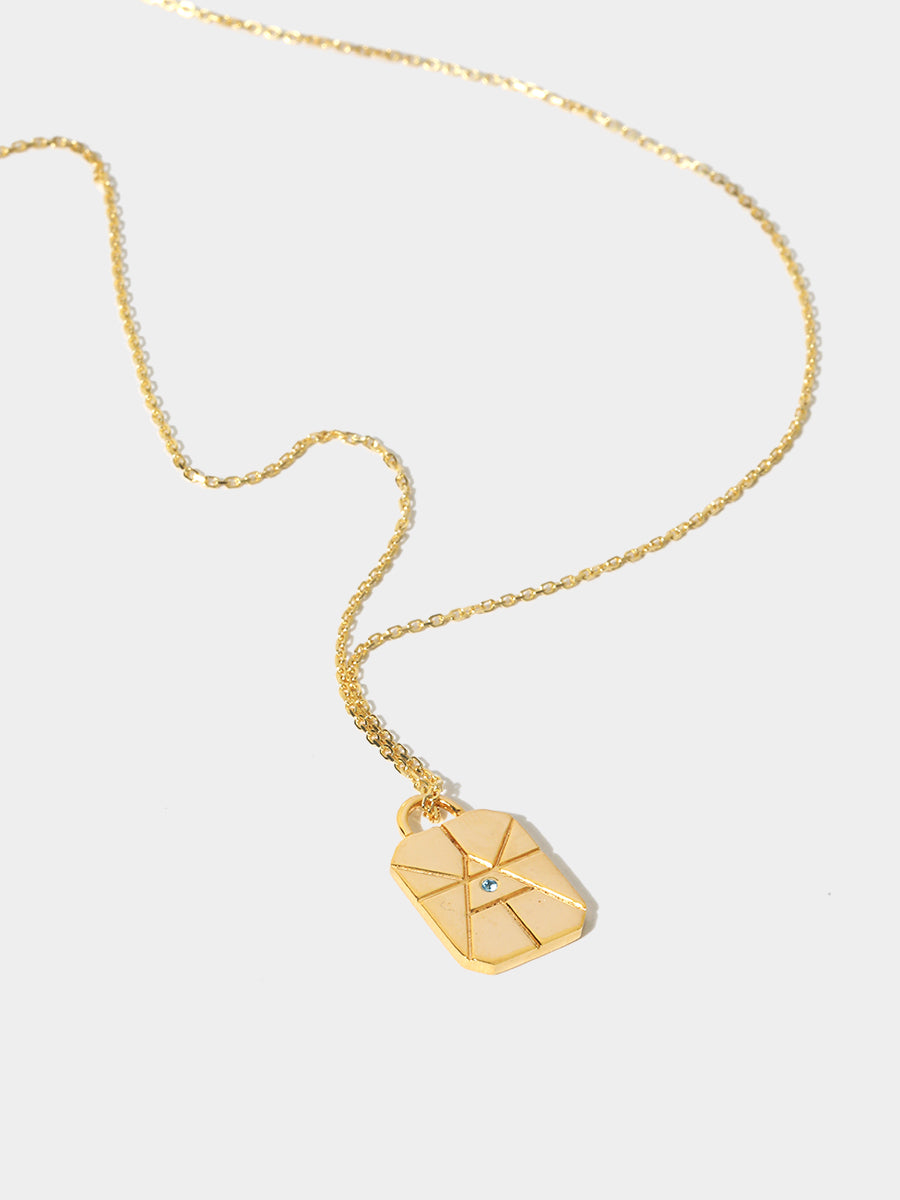 Gold Elements Air Sign Necklace with Blue Topaz