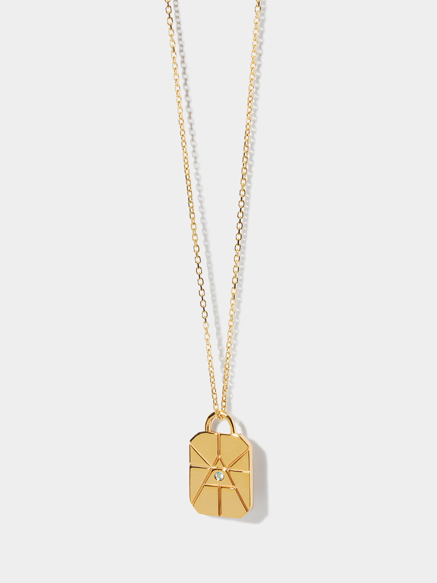 Gold Elements Air Sign Necklace with Blue Topaz