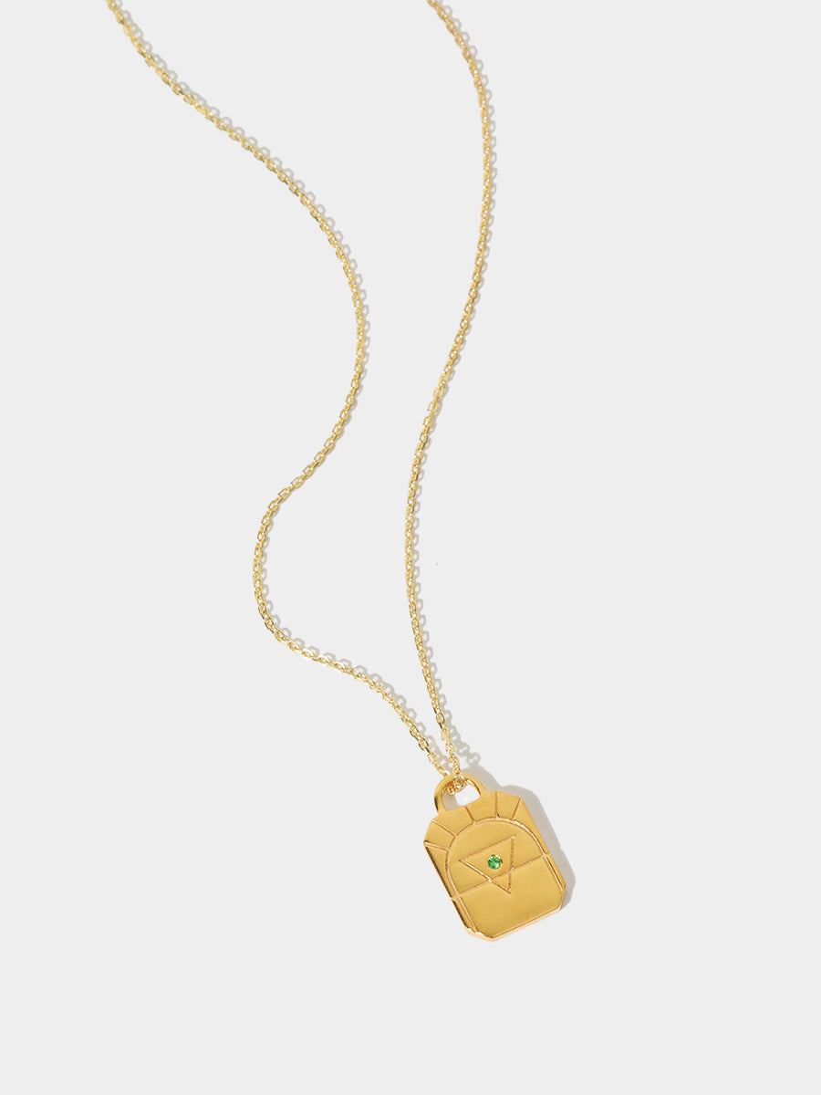 Gold Elements Earth Sign Necklace with Emerald