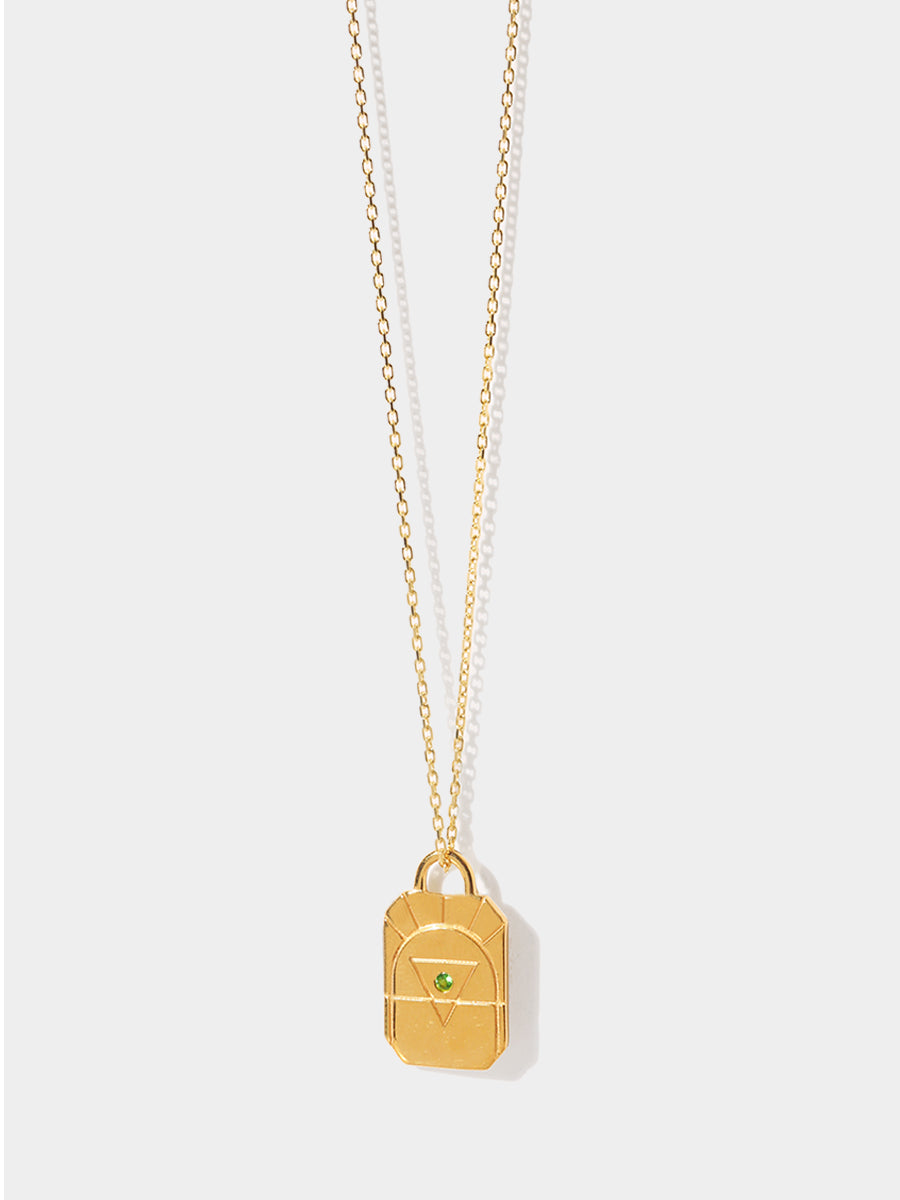 Gold Elements Earth Sign Necklace with Emerald