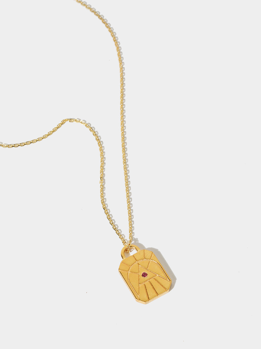 Gold Elements Fire Sign Necklace with Ruby