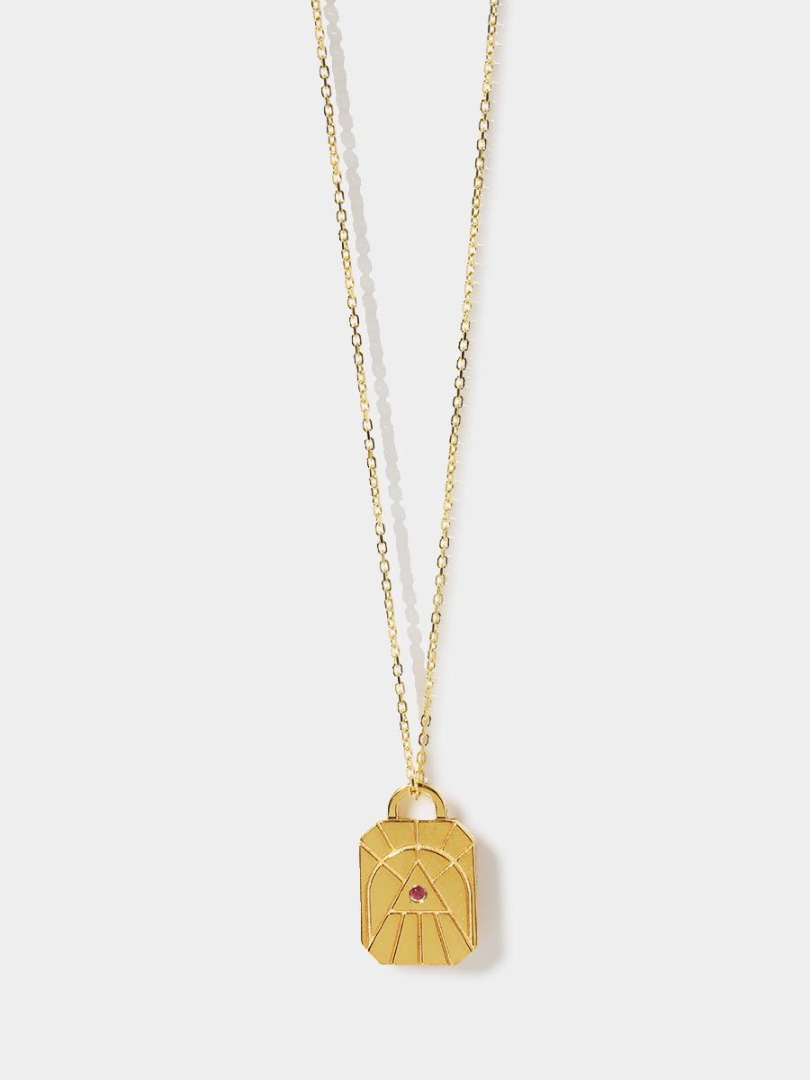 Gold Elements Fire Sign Necklace with Ruby