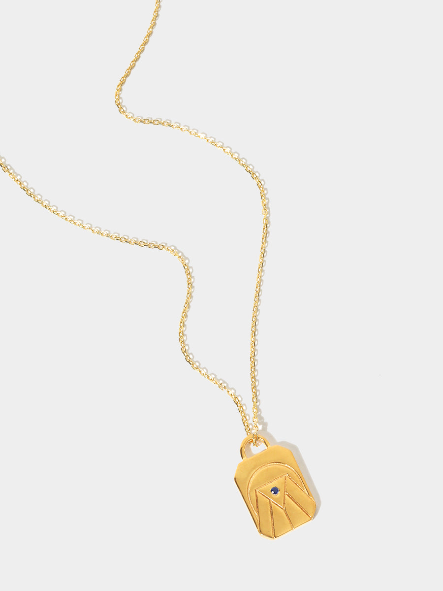 Gold Elements Water Sign Necklace with Sapphire