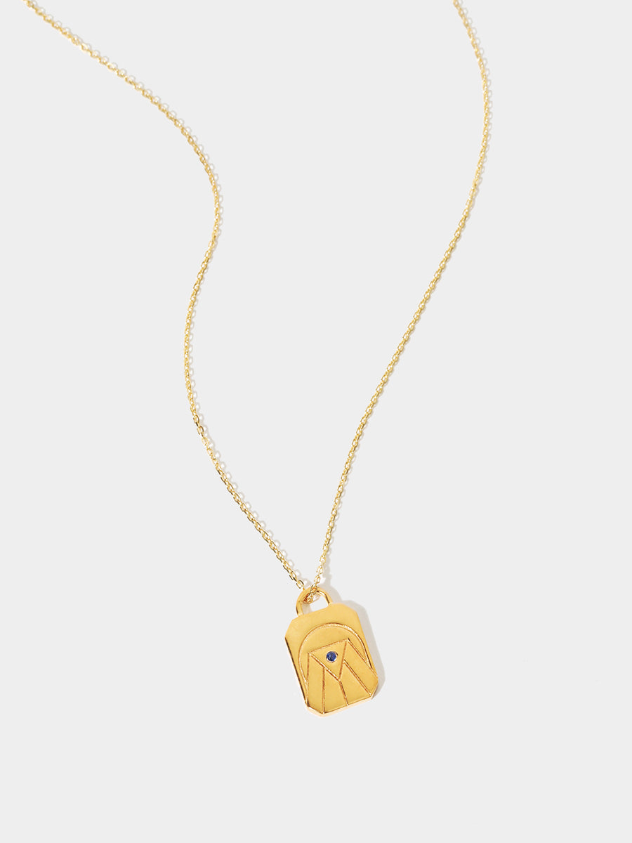 Gold Elements Water Sign Necklace with Sapphire