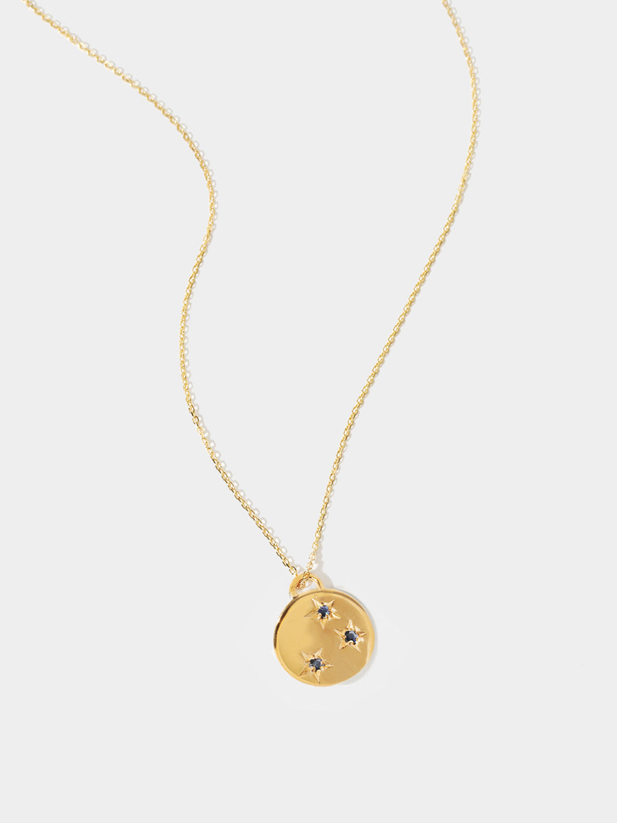 Gold Birthstone Star Set Charm Necklace