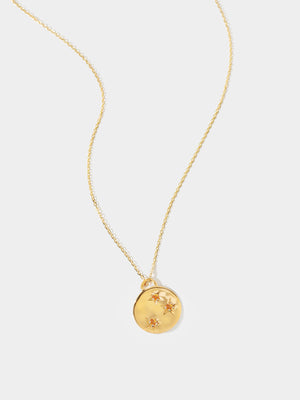 Gold Citrine November Birthstone Star Set Charm Necklace